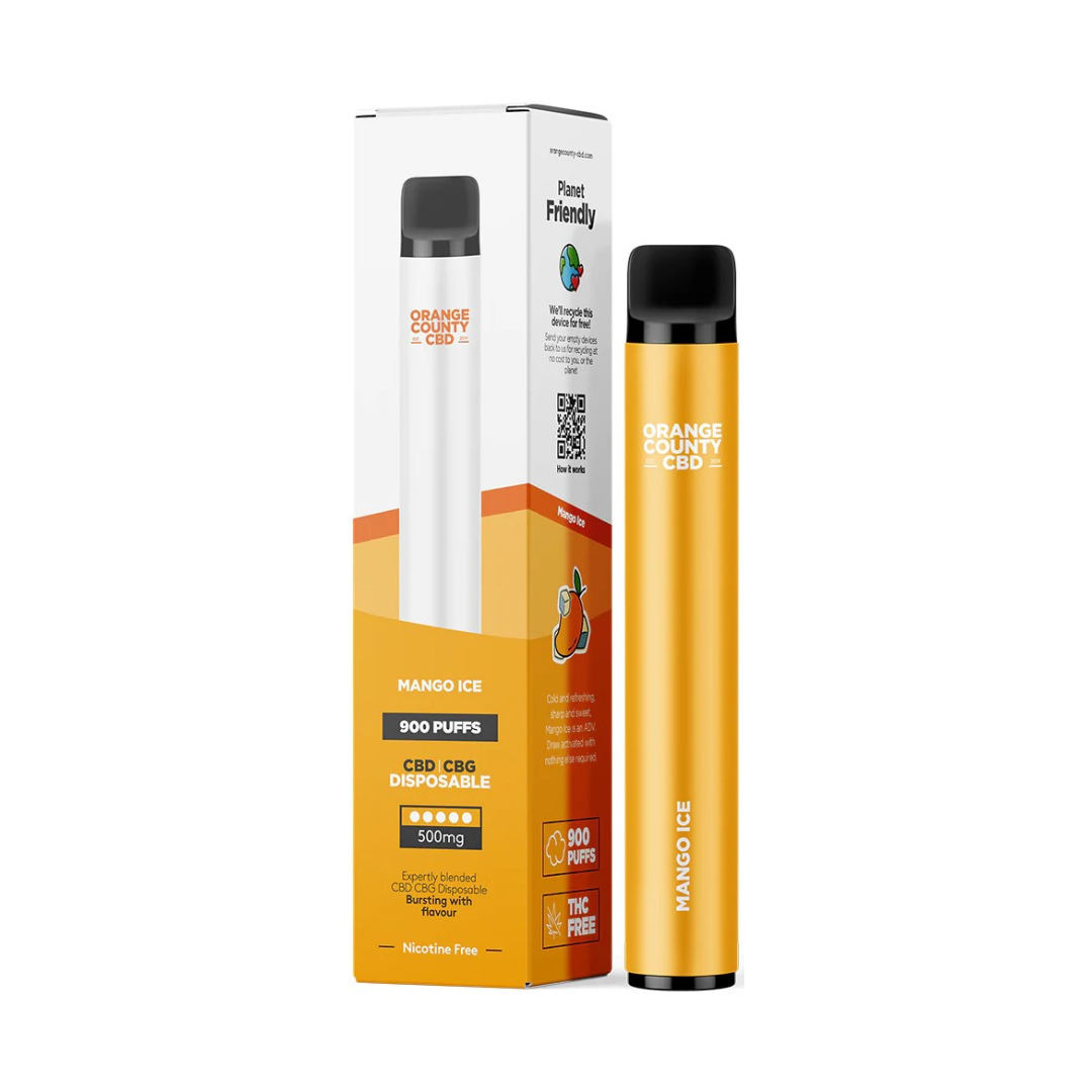 Orange County CBD Vape Pen Mango Ice, 250mg CBD + 250mg CBG, 3 ml