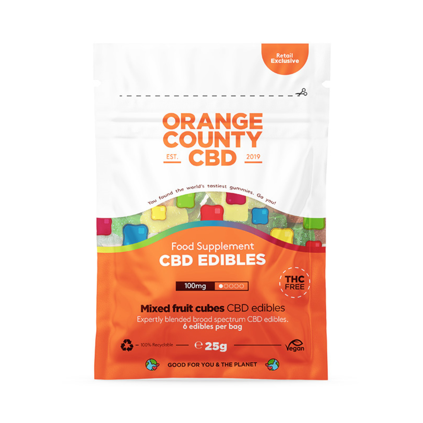 Orange County CBD Cubes 100 mg CBD, 6 τεμ., 25 γ